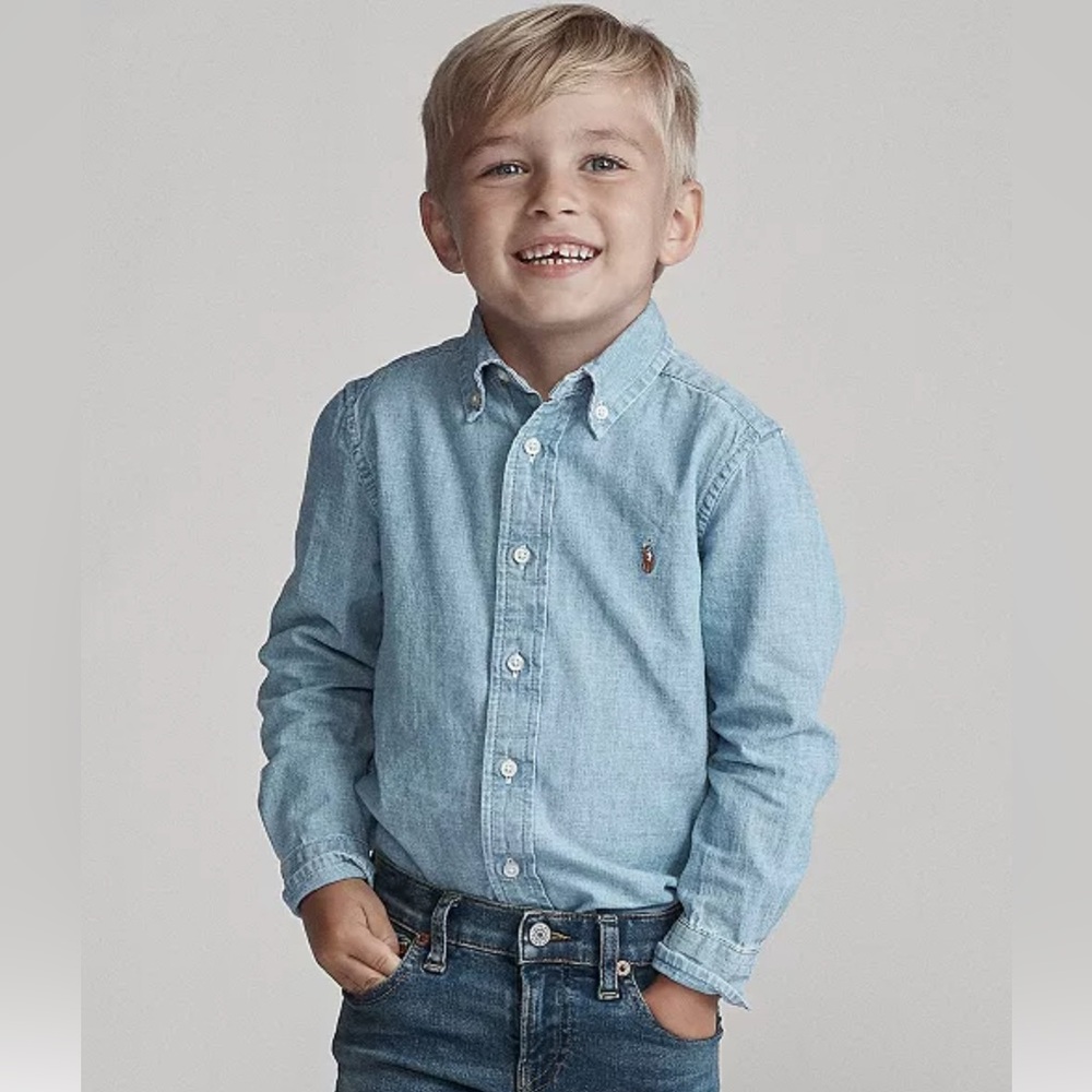 Ralph Lauren boy button up denim‎ shirt size 10